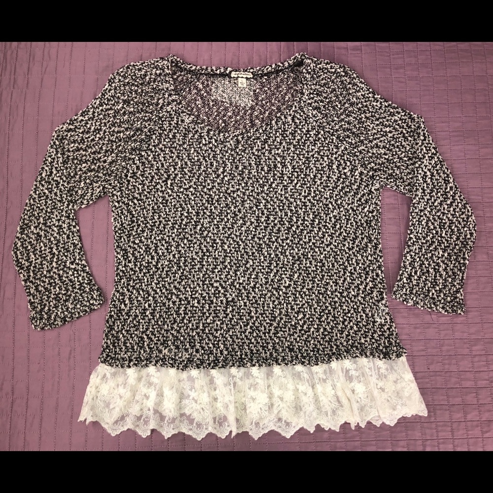 Grey Lace Peplum Blouse